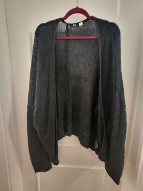 BDG Black Open-Front Draped Cardigan
